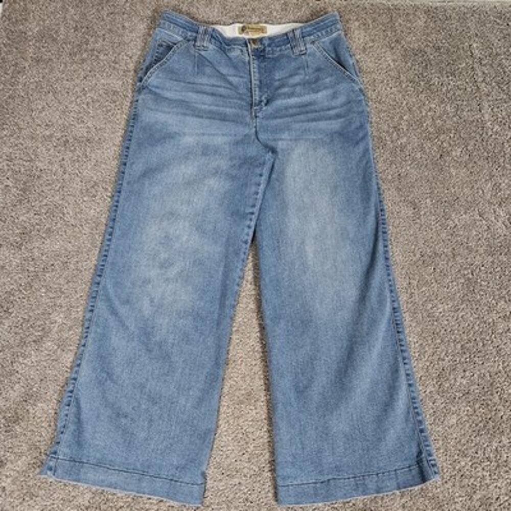 Democracy Ab Technology Jeans Women's 12 Blue Wide Leg Stretch Boho Festival